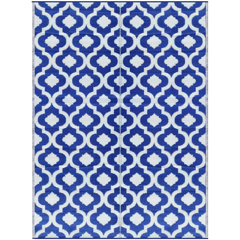 Red Barrel Studio® Aashma Geometric Blue/White 5ft x 7ft Indoor/Outdoor